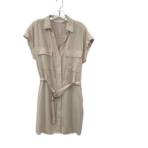 Kittenish X Flag & Anthem Khaki Women's Button-up Shirt Dress, US Medium